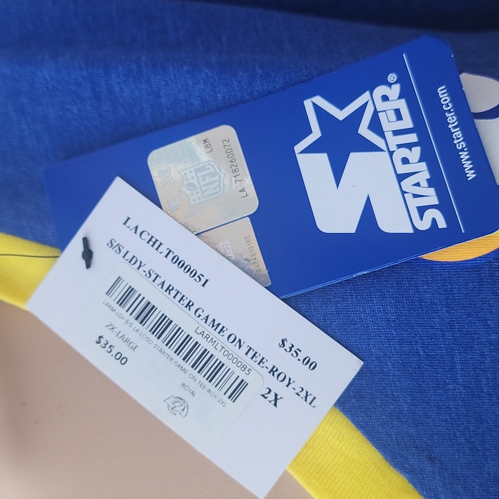 Starter LOS ANGELES RAMS Blue and Yellow Sweatshirt 2XL NWT - Picture 2 of 5